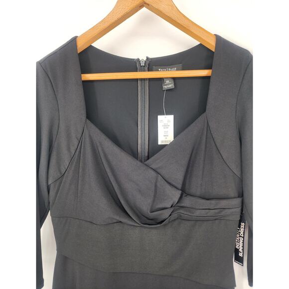 White House Black Market Black Midi Bodycon Dress Women's Size 10 - Picture 3 of 10